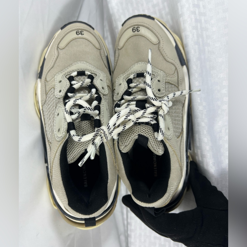 Balenciaga Triple S Beige Black Women’s 39 | Chunky Dad Shoes w/Dustie&laces - Picture 5 of 11